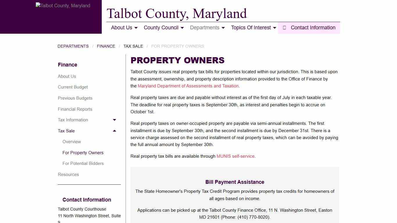 Property Owners - Talbot County, Maryland