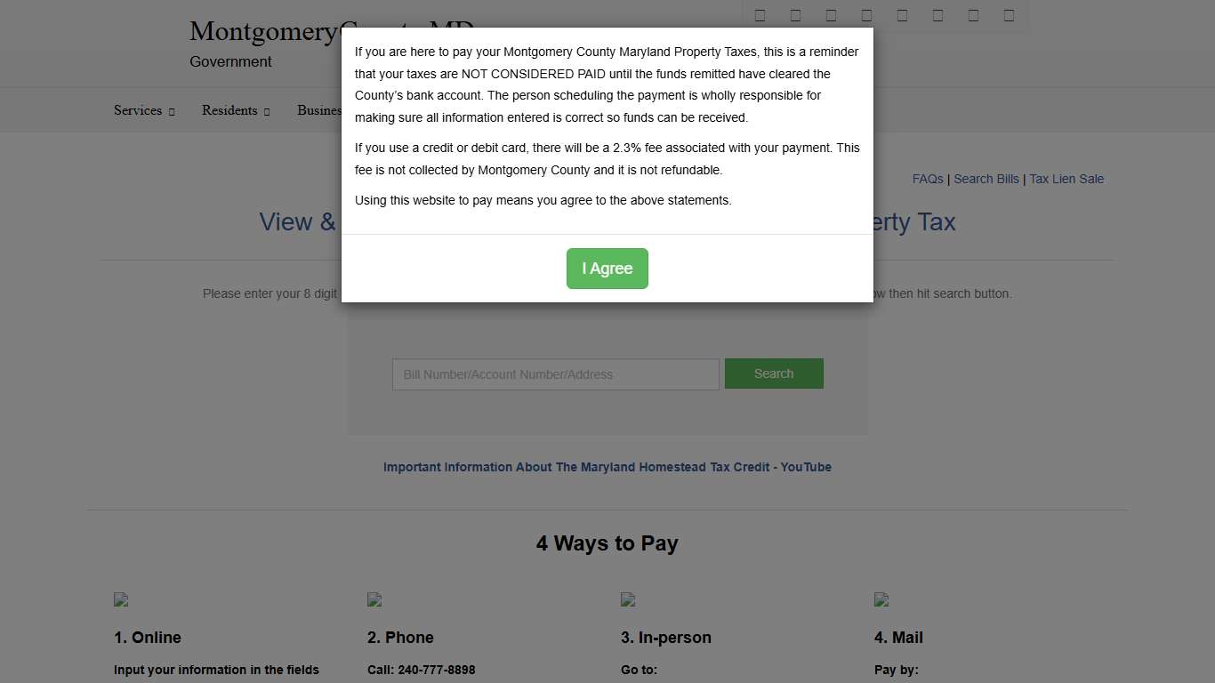 Montgomery County Maryland Real Property Tax - Online Check Payment